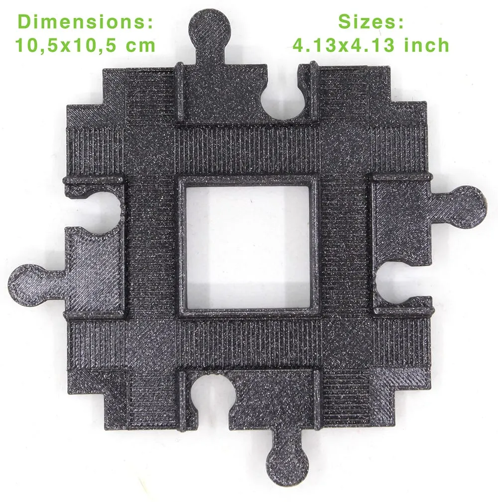 Croisement 4 voies noir vu de dessus avec ses dimensions