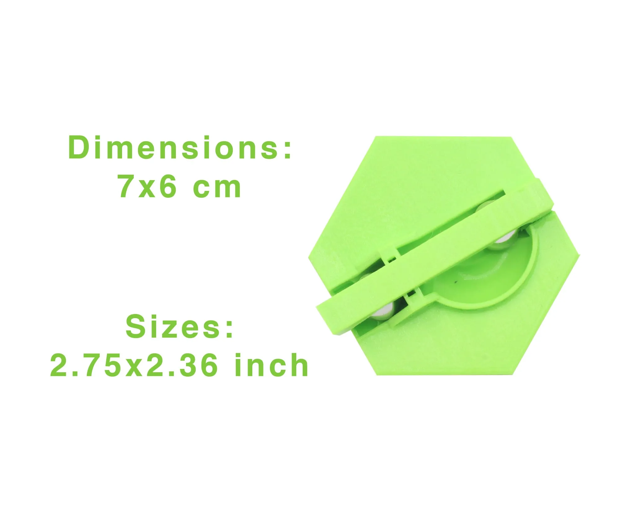 Canon de Gauss inversé vu de dessus avec ses dimensions : 7 × 6 cm